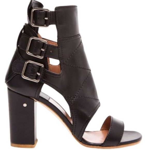 LAURENCE DACADE Leather Decade Leather 3 Buckle Sandal Heels 37 New - Picture 2 of 7